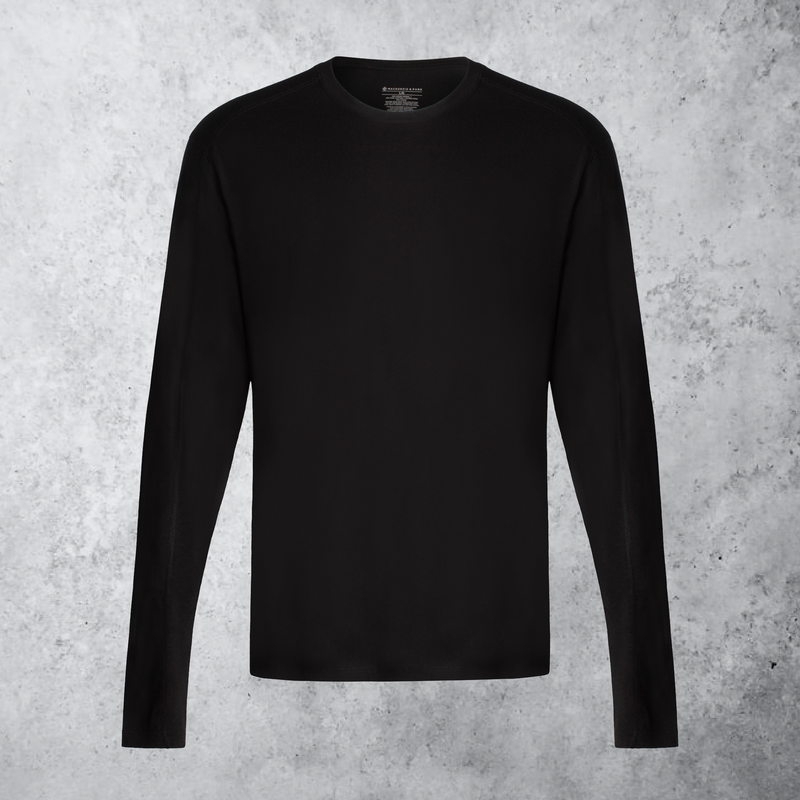 Mancozy Men's 2-Pack Long Sleeve Crewneck T-Shirts - Soft, Fitted, Cotton Blend (Large)